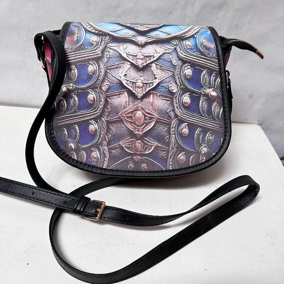 Conceptual Subculture Handbags - Baroque Saddle Bag Genuine Leather NWT Medieval Handmade Rococo Gladiator Blue